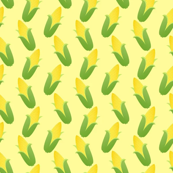 淡い黄色の背景にシームレスなパターンを残しコーン 甘い作物の収穫面 野菜ベクトルイラスト — ストックベクタ