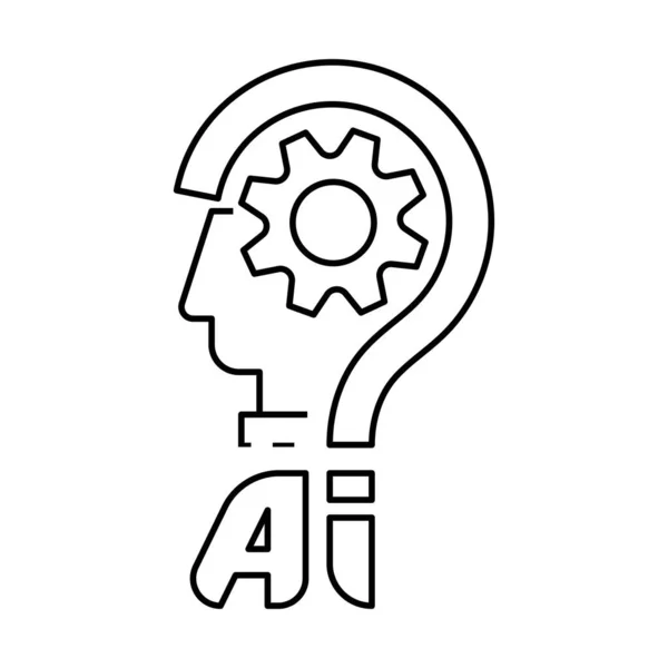 クエスチョンマークのアイコンやレタリングは 人間の頭のプロファイル形状に形成された Aiは職場の概念で人間を置き換えます ベクトルイラストアウトラインフラットデザインスタイル — ストックベクタ