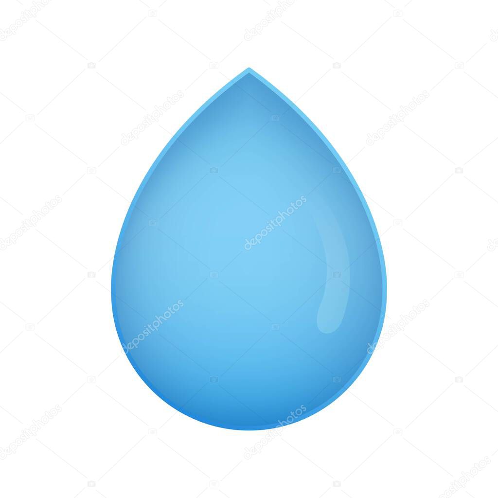 Clear water droplet icon on white background.