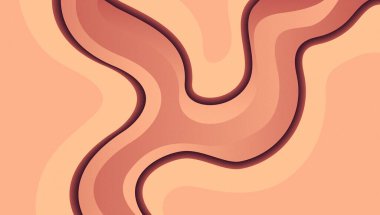 Şeftali rengi ve kahverengi kıvrımlı soyut girdap deseni şeftali rengi arkaplanı gösterir.