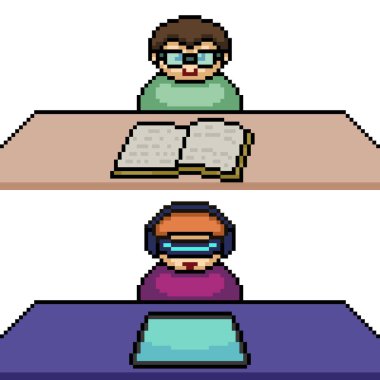 erkek çalışma masasının piksel sanatı