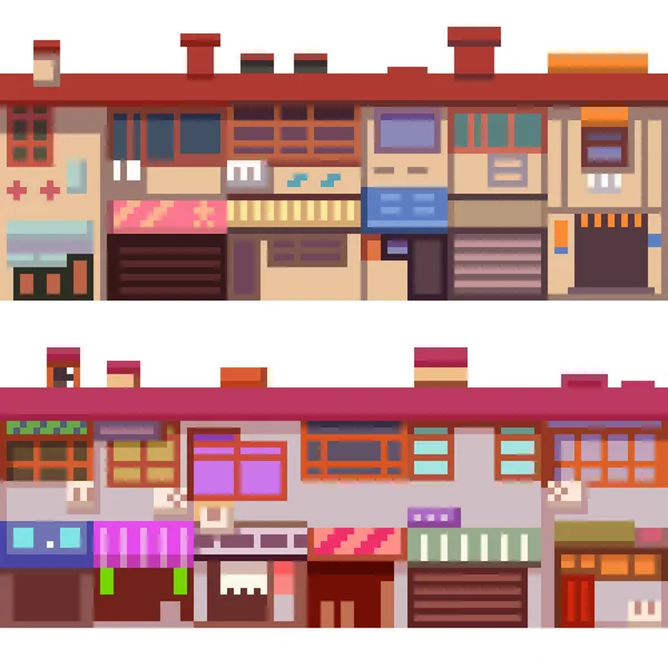 Pixel Arte Parede Casa Cidade — Vetor de Stock