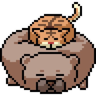 Kedi ayı yastığı piksel sanatı