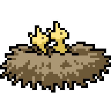 Yavru kuş yuvası piksel sanatı