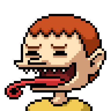 pixel art of funny boy liar