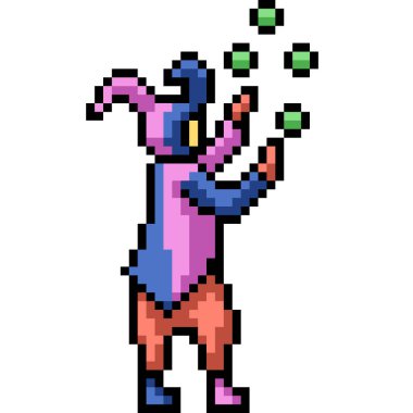 pixel art of themepark clown performance