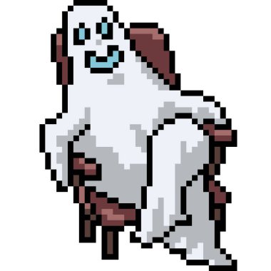 pixel art of ghost sit chill
