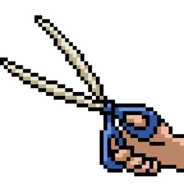 pixel art of scissor open dangerous