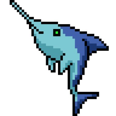 pixel art of needle fish shark