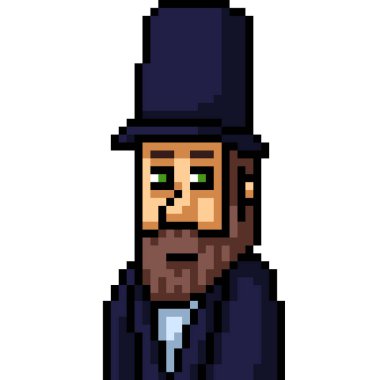 pixel art of gentleman top hat