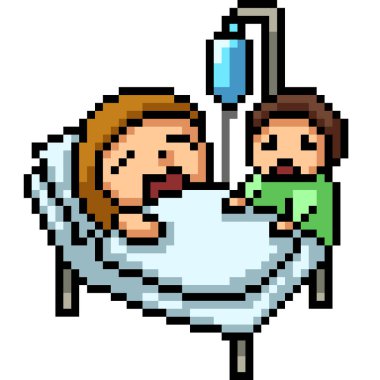 pixel art of patient coma hospital
