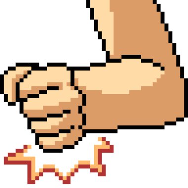 pixel art of fist hand impact