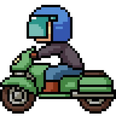pixel art of rider motorcycle side