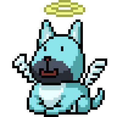 pixel art of blue angle dog
