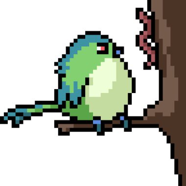 pixel art of bird on branch