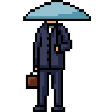 Ofis çalışanı şemsiyesinin piksel sanatı