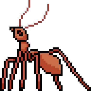 pixel art of small red ant
