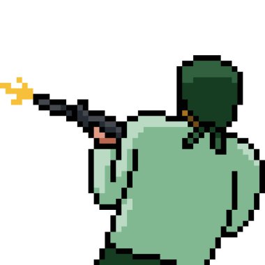 pixel art of gun shot war