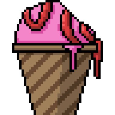 pixel art of icecream cone strawberry