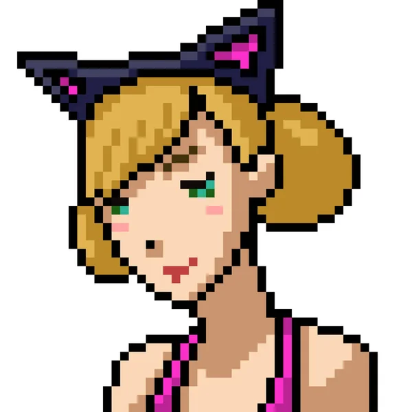 Pixel Art Cat Ear Girl — Stockvector
