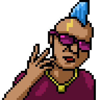 pixel art of black man rapper