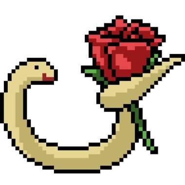 pixel art of snake hold rose