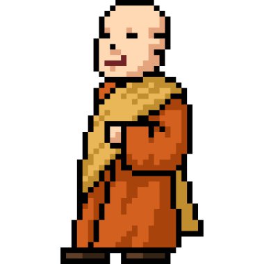 pixel art of monk bald standing