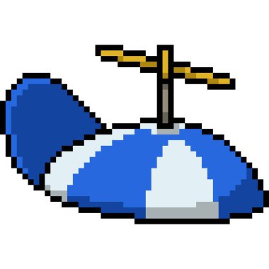 pixel art of cap with propeller