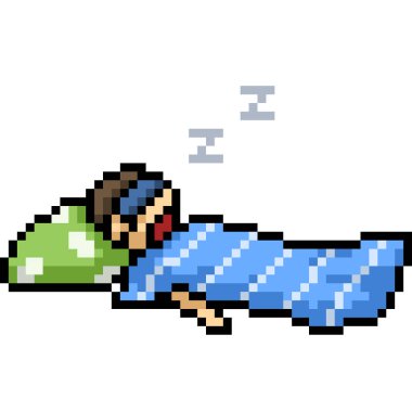 pixel art of man sleep comfy