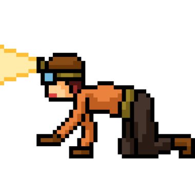 pixel art of man crawl explorer