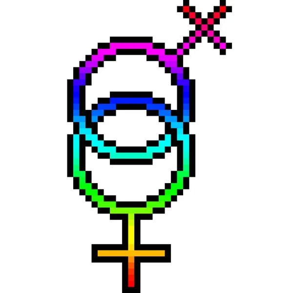 Pixel Kunst Van Regenboog Geslacht Symbool — Stockvector