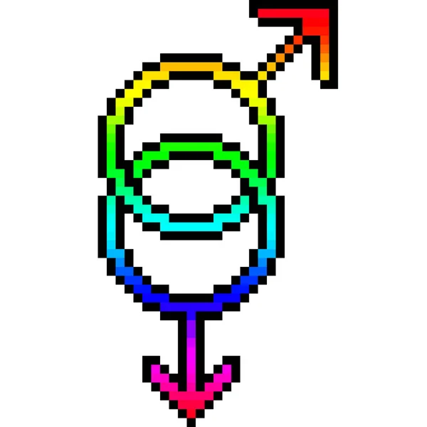 Pixel Τέχνη Του Συμβόλου Φύλου Ουράνιο Τόξο — Διανυσματικό Αρχείο