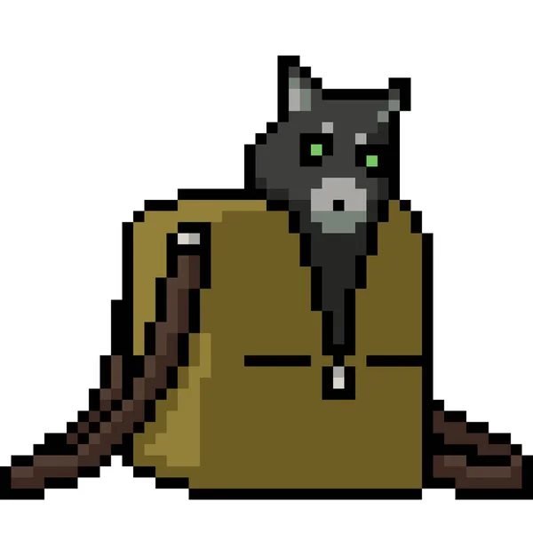 Pixel Art Cat Bag — Stock Vector