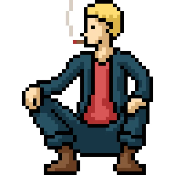 Piksel Art Boy Thug Smoke - Stok Vektor