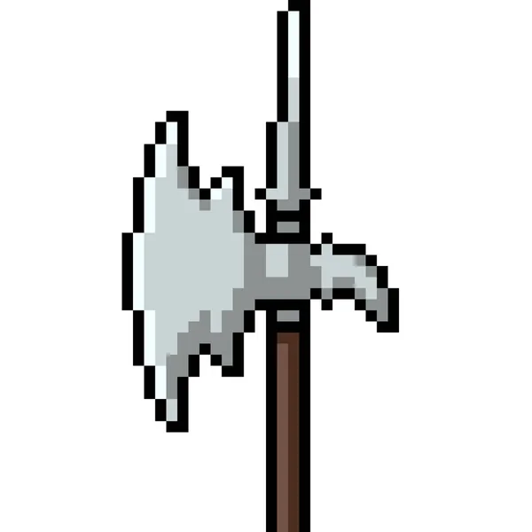Pixel Arte Arma Medieval Halberd — Vector de stock