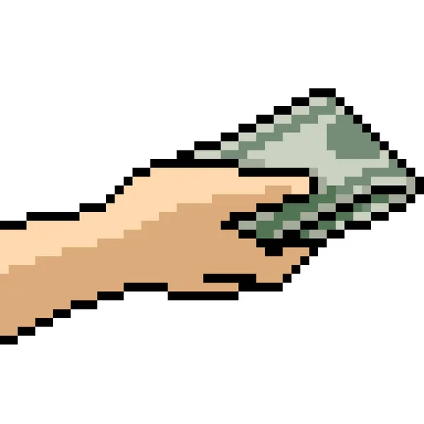 Pixel Arte Mão Pagar Dinheiro —  Vetores de Stock
