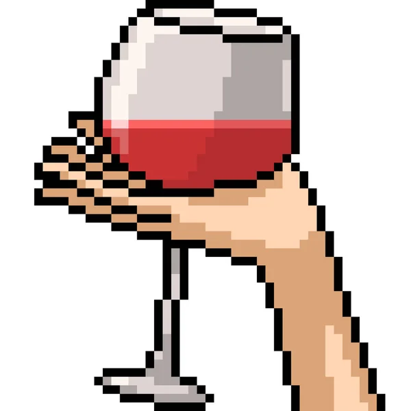 Pixel Art Cup Wine — Stock Vector