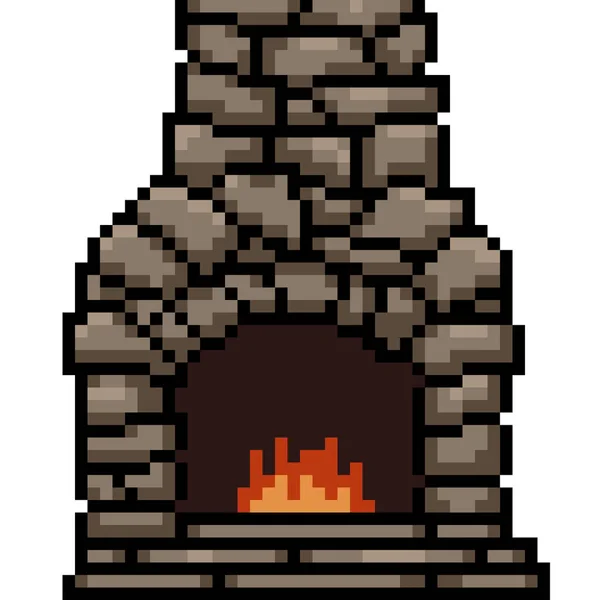 古い石の煙突のピクセルアート — ストックベクタ