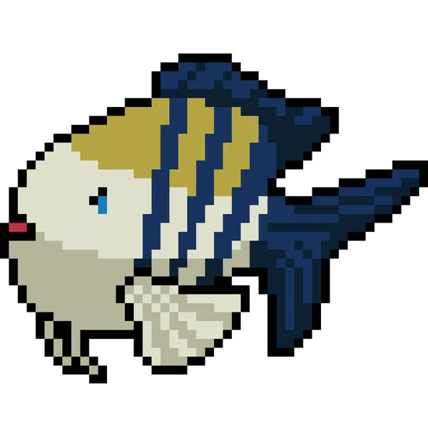 Pixelkunst Der Seltsamen Meeresfische — Stockvektor