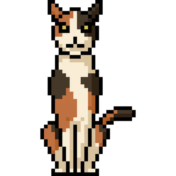 Pixel Art Slim Cat Sit — Stock Vector