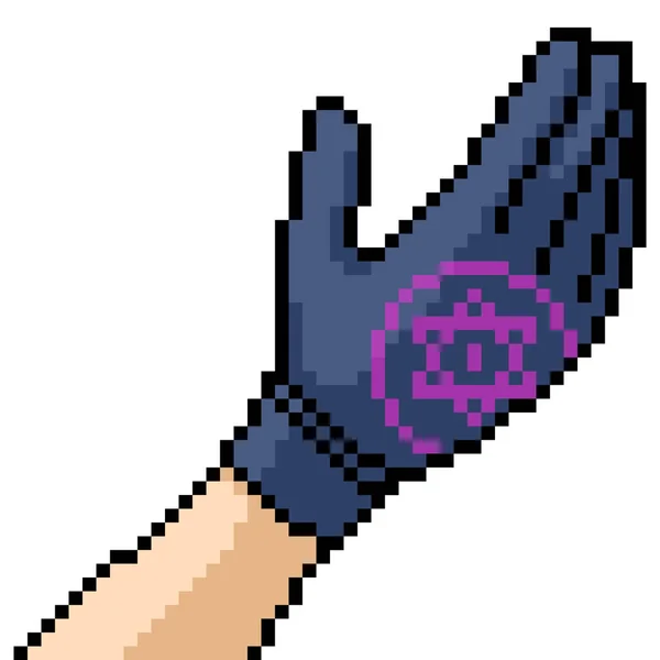 Pixel Art Magic Wizard Glove — Stock Vector