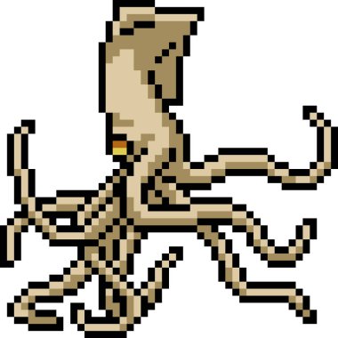 deniz mürekkep balığı dokunaçlarının piksel sanatı