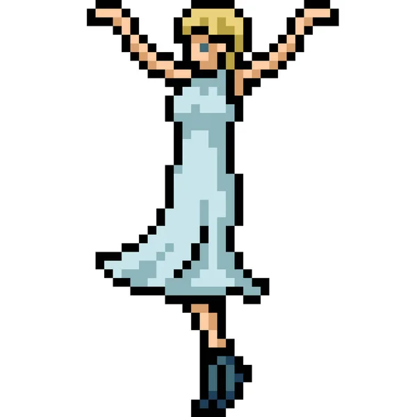 Pixel Τέχνη Του Γυναικείου Χορού Φόρεμα — Διανυσματικό Αρχείο