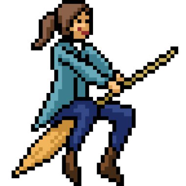 Sihirli süpürge sürüşünün piksel sanatı