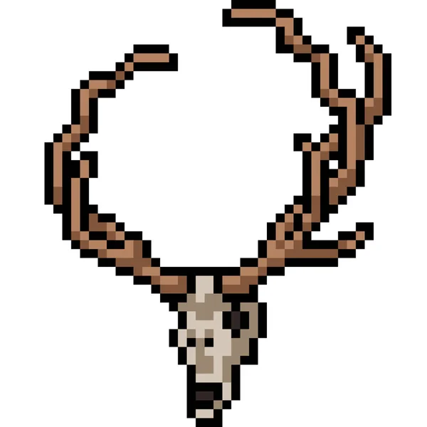 Pixel Art Fantasy Deer Skull — Stock Vector
