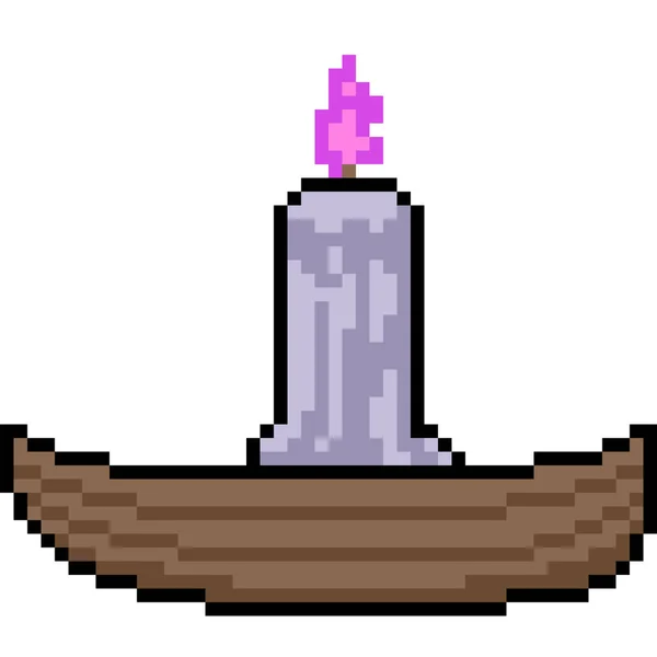 Pixel Art Fancy Candle Decoration — Stock Vector
