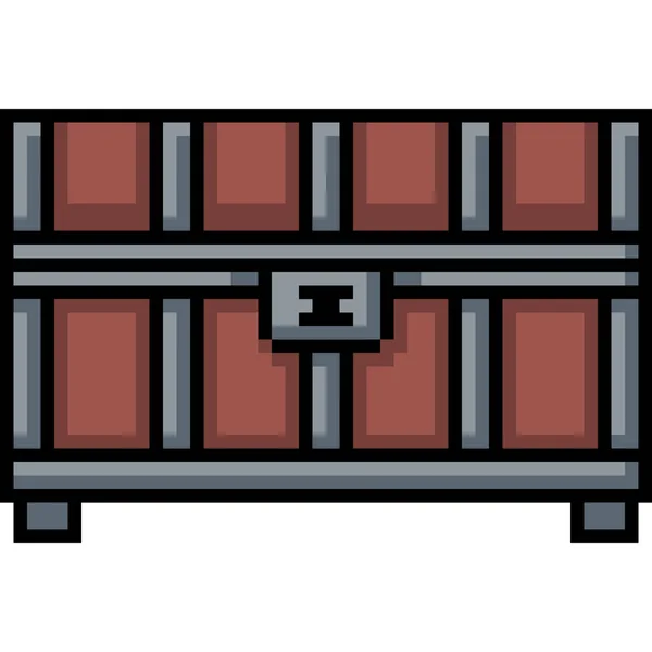 Pixel Art Medieval Chest Box — Stock Vector