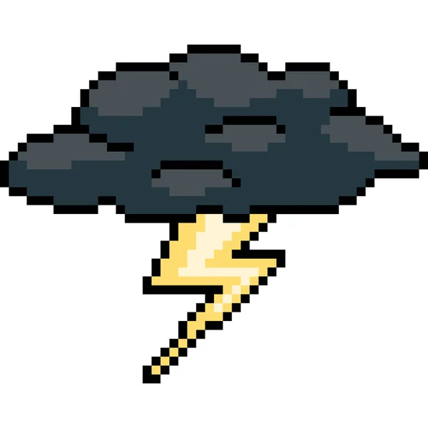 Pixel Art Thunder Storm Cloud — Stock Vector