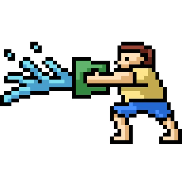Sztuka Pikseli Człowieka Grać Wody — Wektor stockowy