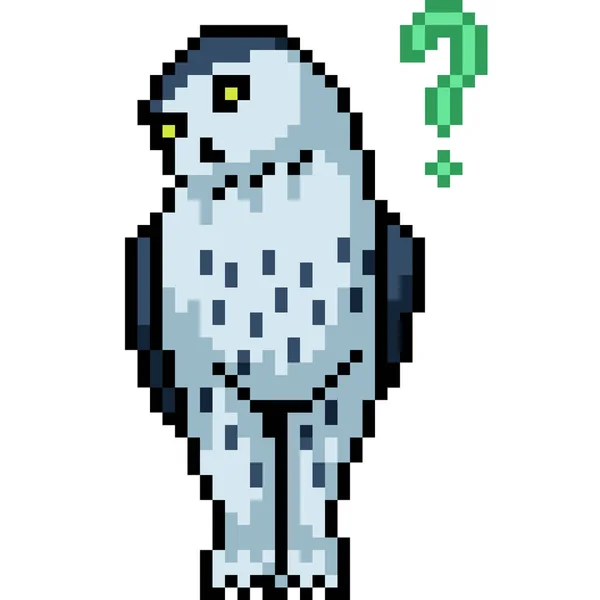 Pixel Art Confuse Question Owl — Stock Vector
